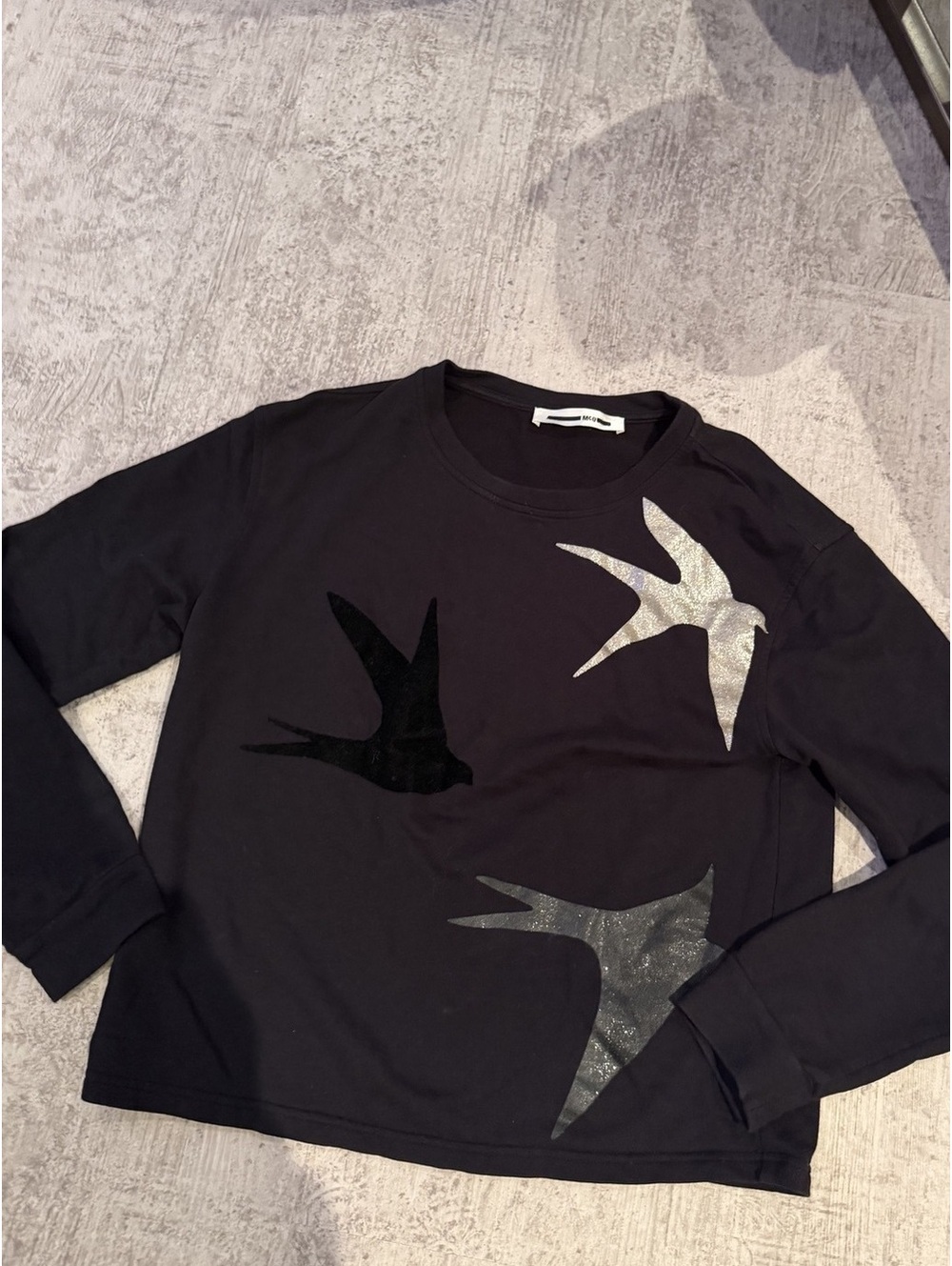 Alexander McQueen Black Cotton Swallow Print Sweatshirt medium women’s
